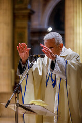 Mass in Saint Philippe du Roule church, Paris, France.