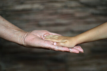 granddaughter and grandmother holding hands outdoors