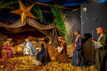 Nativity scene in Saint Sulpice basilica, Paris, France