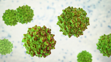 Adeno-associated viruses, 3D illustration