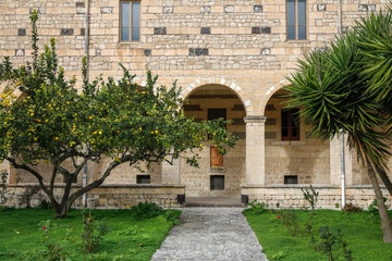 Fototapeta na wymiar San Pietro di Sorres basilica, Sardinia, Italy. Cloister