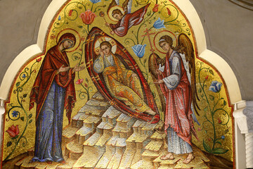 Detail of mosaic in Saint Mark's church, Beograd, Serbia.