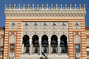 Fototapeta premium Rebuilt City Hall and National Library, Sarajevo, Bosnia & Herzegovina