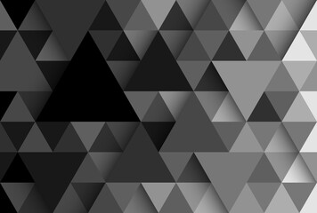 Abstract background pattern. Triangle shape shadow, gradient black, white, gray. Texture design for publications, cover, poster, leaflet, flyer, brochure, banner, wall, website. Vector illustration.