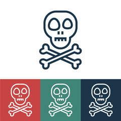 Line icon skull with bones