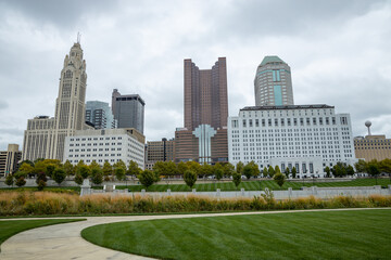 Columbus Ohio Skyline from Genoa Park with path