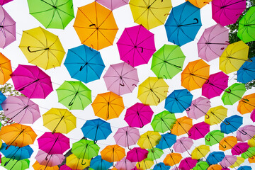 Fototapeta na wymiar Overhead Umbrellas