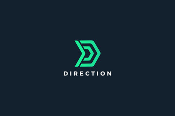 Letter D direction green color company logo