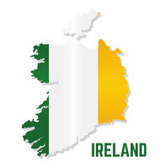 Isolated map with flag of Ireland Vector illustration