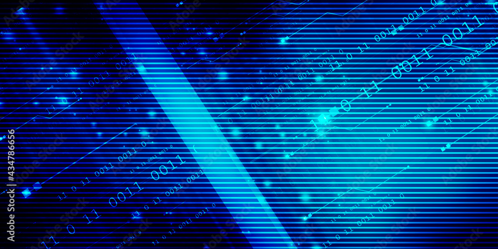 Poster 2d illustration abstract digital binary data on computer screen