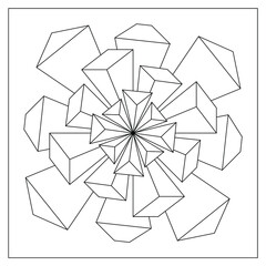 3D MANDALA EASY
Easy coloring pages for adults. 
3d mandala pattern isolated on white squared background. 
Mandala vector in Eps 8.
