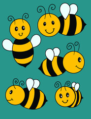 A Collection of Cute Little Bumblebee Elements