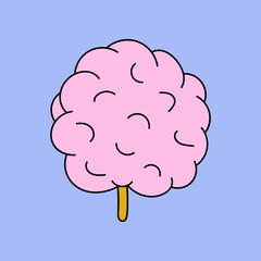 Cute hand drawn vector cotton candy. Vector illustration, clipart with outline, bright. isolated on colorful background. Candy for kidsm children, sweet. For sticker, scrapbook, fabric, social, media.