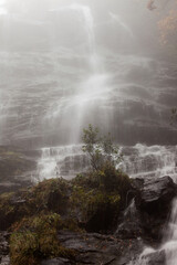 Fototapeta na wymiar Waterfall outdoors in Black and White