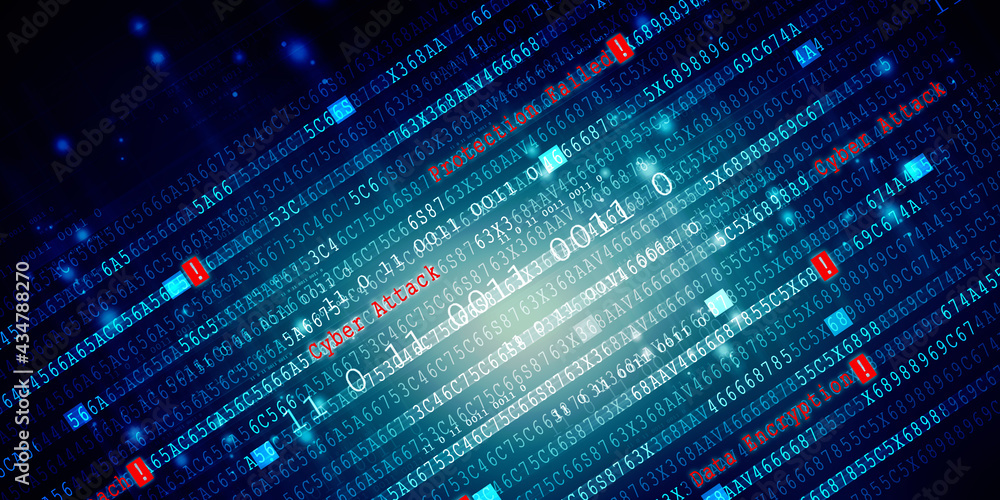Poster 2d illustration abstract digital binary data on computer screen