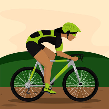 Woman Riding Bicycle Professional Cyclist Cycling Vector Illustration