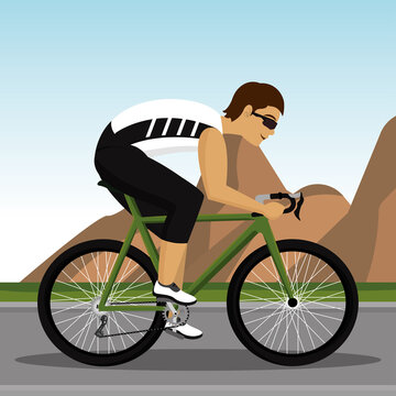 Isolated man riding bicycle Cycling Vector illustration