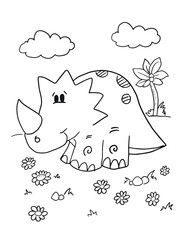 Dinosaure Mignon Coloriage Livre Page Illustration Vectorielle Art