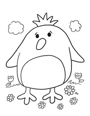 Abwaschbare Fototapete silly bird coloring book page vector illustration art © Blue Foliage