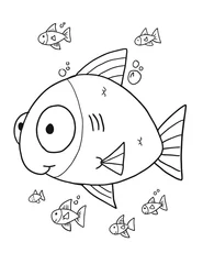 Gordijnen Leuke vis kleurboek pagina vectorillustratie kunst © Blue Foliage