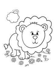Cute Lion Cub Coloring Book Page Vector Illustration Art