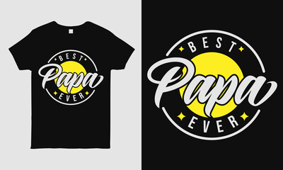 Best Papa ever. Fathers day greeting. Modern typography circular shape design template for sticker, poster, banner, gift card, t shirt, print, label, badge. Retro vintage style.