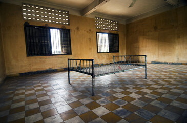 Chamber of torture in prison S21 Khmer Rouge in Phnom Penh, Cambodia