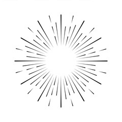 Obraz premium Linear drawing of sun rays in vintage style isolated on white background