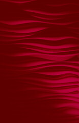 Wavy background, strong 3-D effect from dramatic shadows, soffit style lighting red
