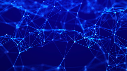 Network or connection. Abstract digital background of points and lines. Glowing plexus. Big data. Abstract technology science background. 3d rendering