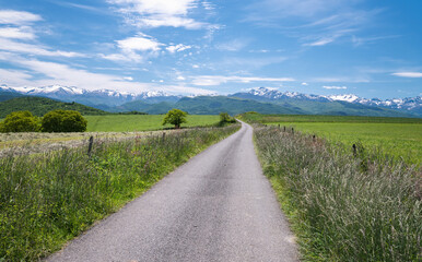road to the Pyrenees mountains in south west france