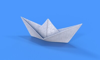 Paper boat on soft surface 3d.