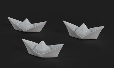 Paper boat on soft surface 3d.