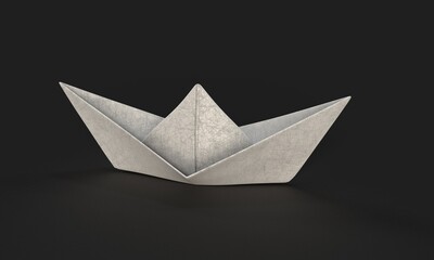 Paper boat on soft surface 3d.