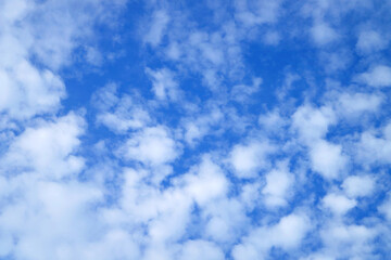 Pure White Altocumulus Clouds Scattered on Vivid Blue Sky