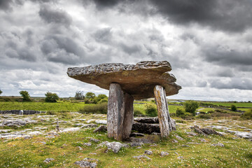 Poulnabrone Dolmen - Ancient megalithic tomb in Burren, co. Clare, Ireland
