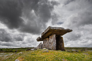 Poulnabrone Dolmen - Ancient megalithic tomb in Burren, co. Clare, Ireland