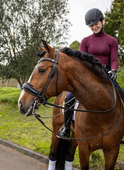 Obraz premium Dressage rider with her amazing Lusitano horse, Azores islands.