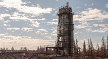 Old abandoned athletics stadium in the center of Warsaw 