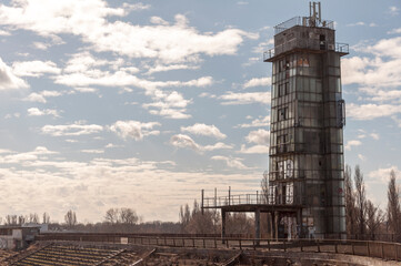 Old abandoned athletics stadium in the center of Warsaw 