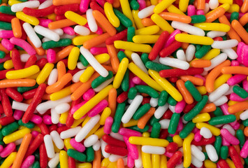 Close view of bright and colorful sugar sprinkles