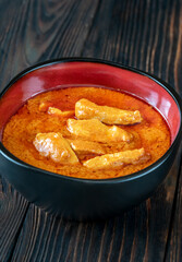 Bowl of Thai red chicken curry