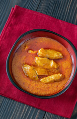 Bowl of Thai red chicken curry