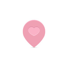 Pink love locator icon design. Navigation pin design. Pink love pin. You are here pin for a map. Vector illustration.