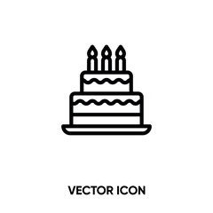 Cake vector icon. Modern, simple flat vector illustration for website or mobile app. Birtday cake symbol, logo illustration. Pixel perfect vector graphics