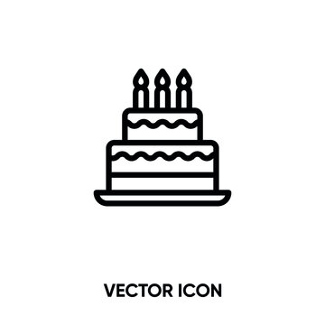 Cake vector icon. Modern, simple flat vector illustration for website or mobile app. Birtday cake symbol, logo illustration. Pixel perfect vector graphics