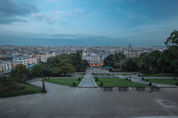 Fototapeta na wymiar open city views from top of Montmartre's Square Louis Michel 