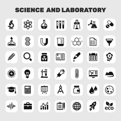 Big science icon set, trendy flat icons