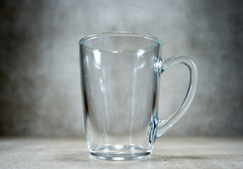 Empty glass cup in the studio