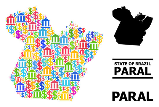Vibrant finance and business mosaic and solid map of Paral State. Map of Paral State vector mosaic for business campaigns and propaganda.